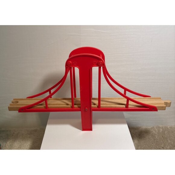BRIO Bridge for Wooden Train Track Large Red 14.5" Long - Picture 5 of 6